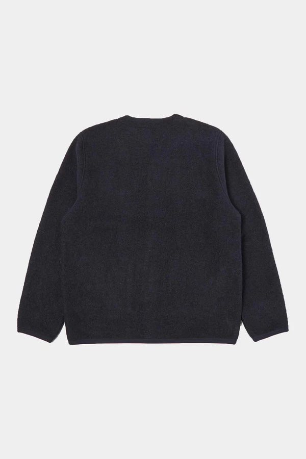 UNIVERSAL WORKS Cardigan In Navy Wool Fleece