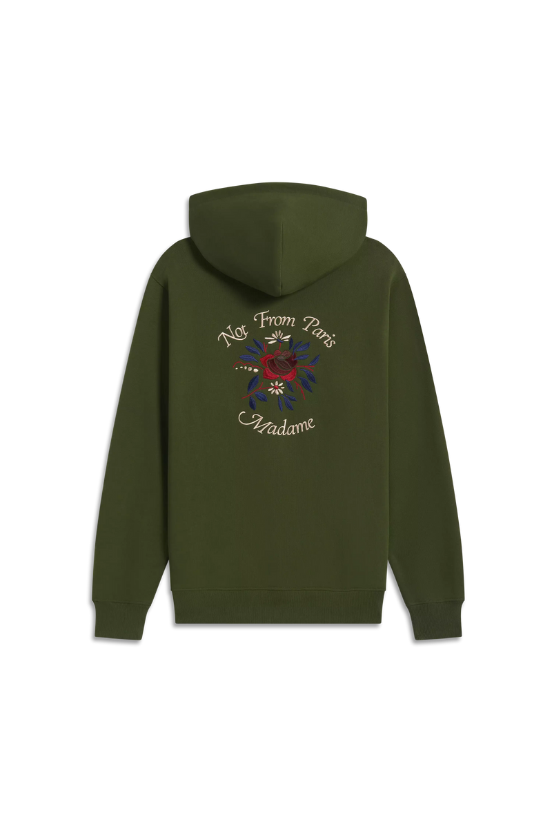 DRÔLE DE MONSIEUR  Le Hoodie Slogan Fleurs Kaki