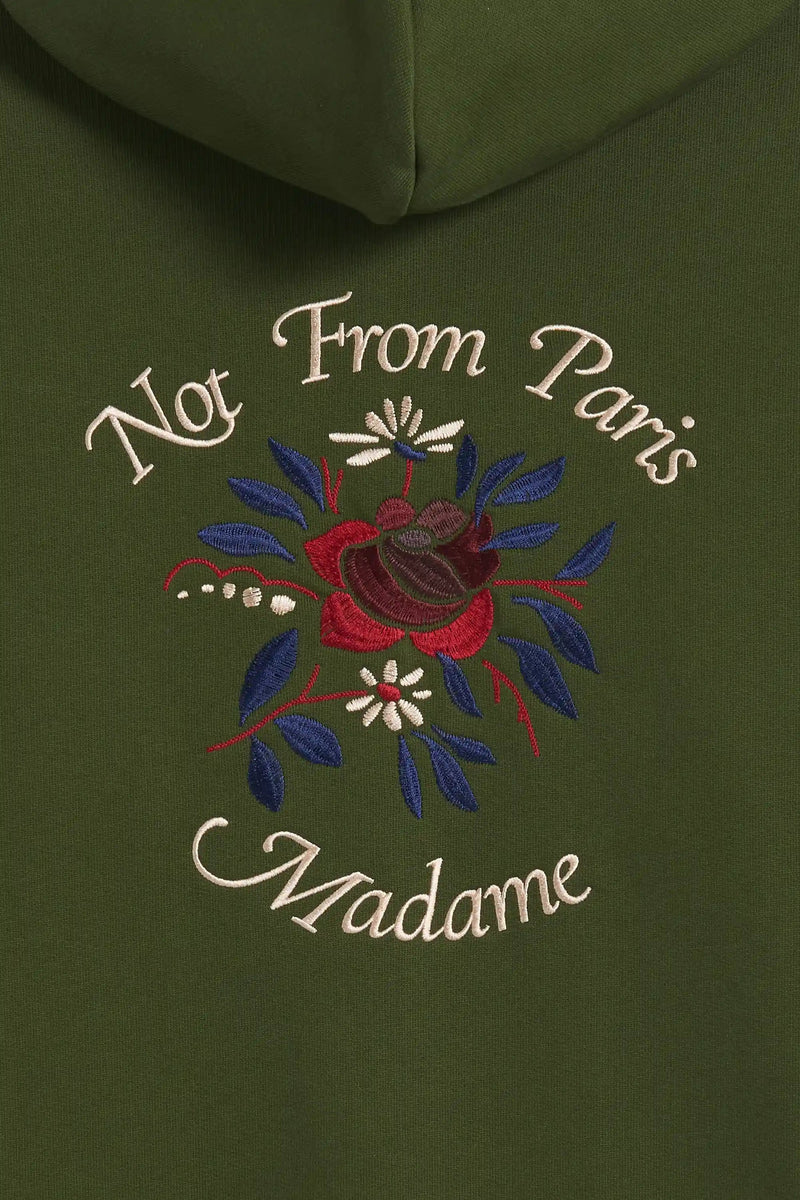 DRÔLE DE MONSIEUR  Le Hoodie Slogan Fleurs Kaki