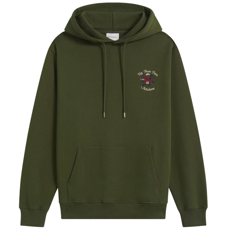 DRÔLE DE MONSIEUR  Le Hoodie Slogan Fleurs Kaki