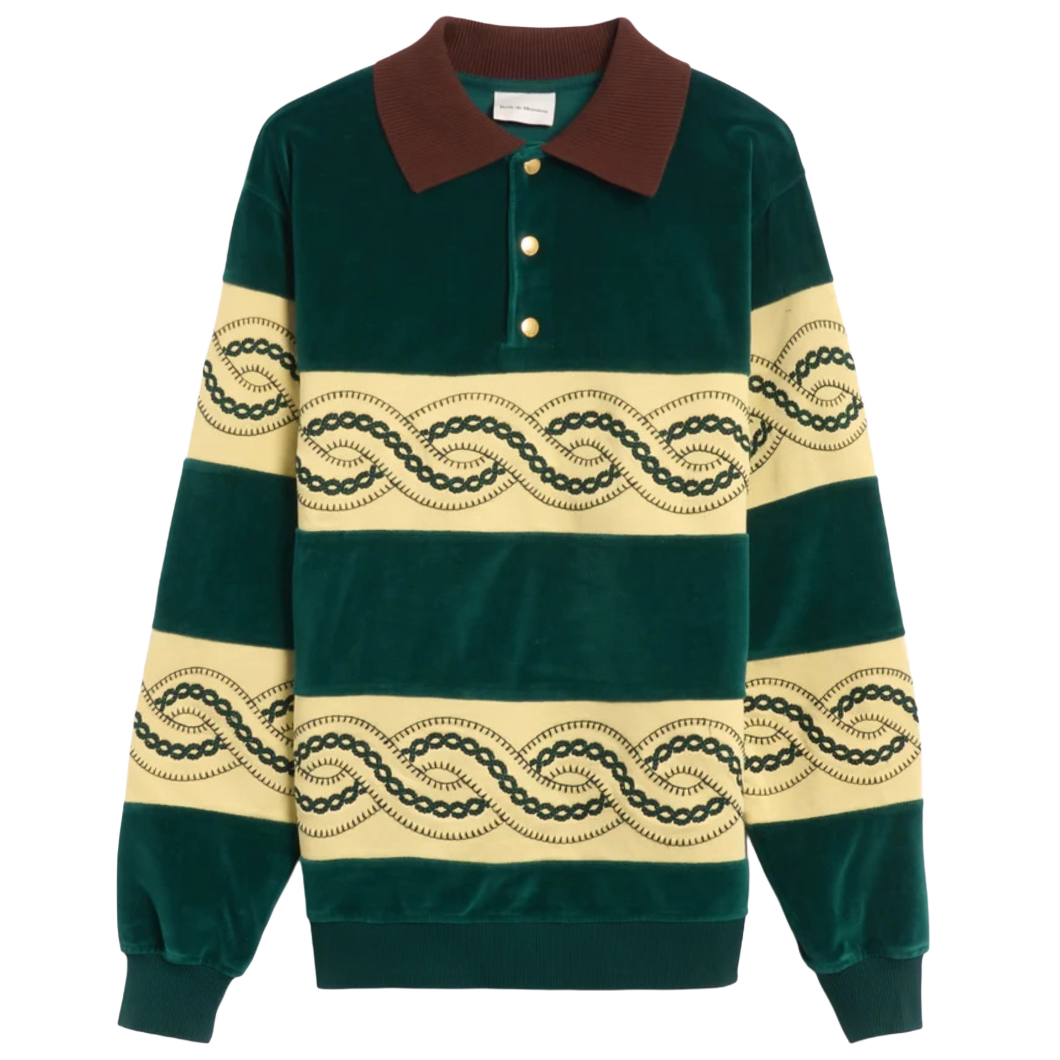 DRÔLE DE MONSIEUR Le Polo Sweat Tressé Dark Green