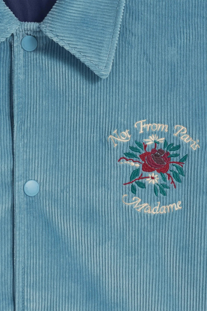 DRÔLE DE MONSIEUR La Veste Slogan Fleurs Corduroy In Blue Grey