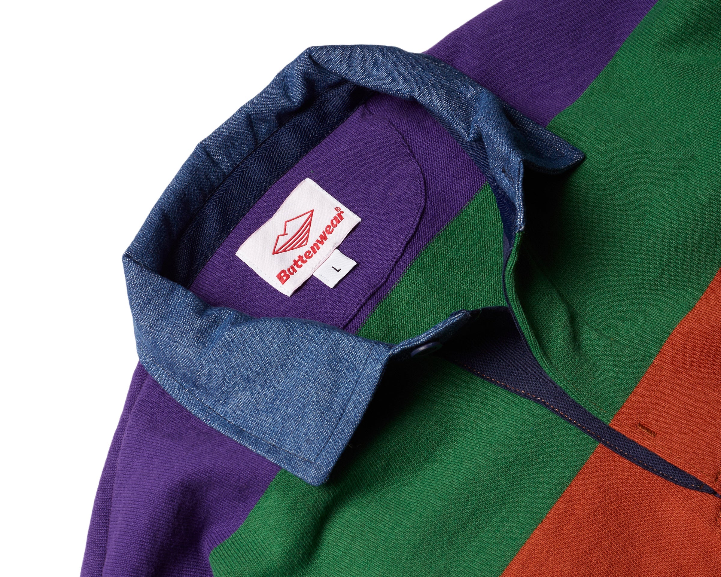 BATTENWEAR Pocket Rugby Shirt Purple Pine Rust Stripe