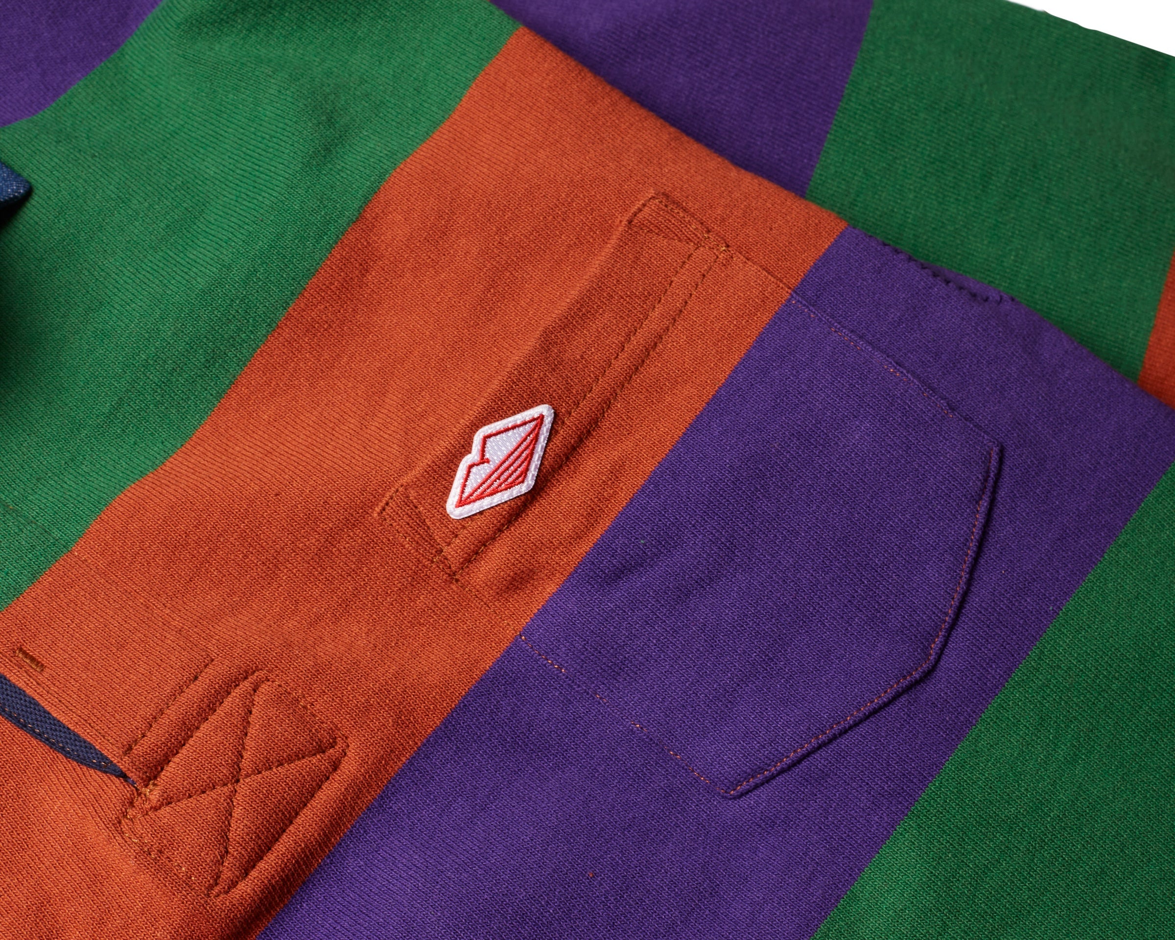 BATTENWEAR Pocket Rugby Shirt Purple Pine Rust Stripe