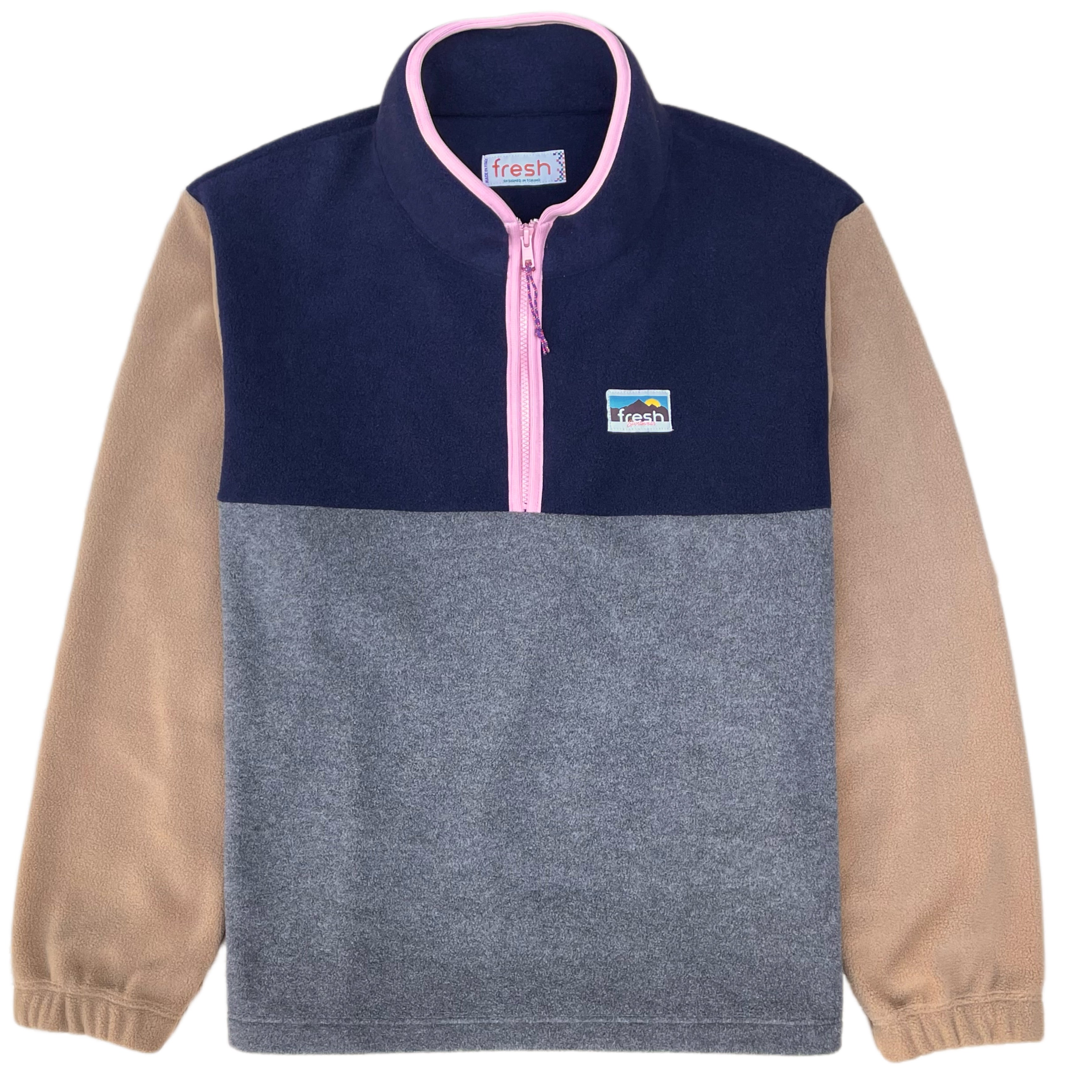 FRESH Mimmo Pull Polaire Demi-Zip Marine 