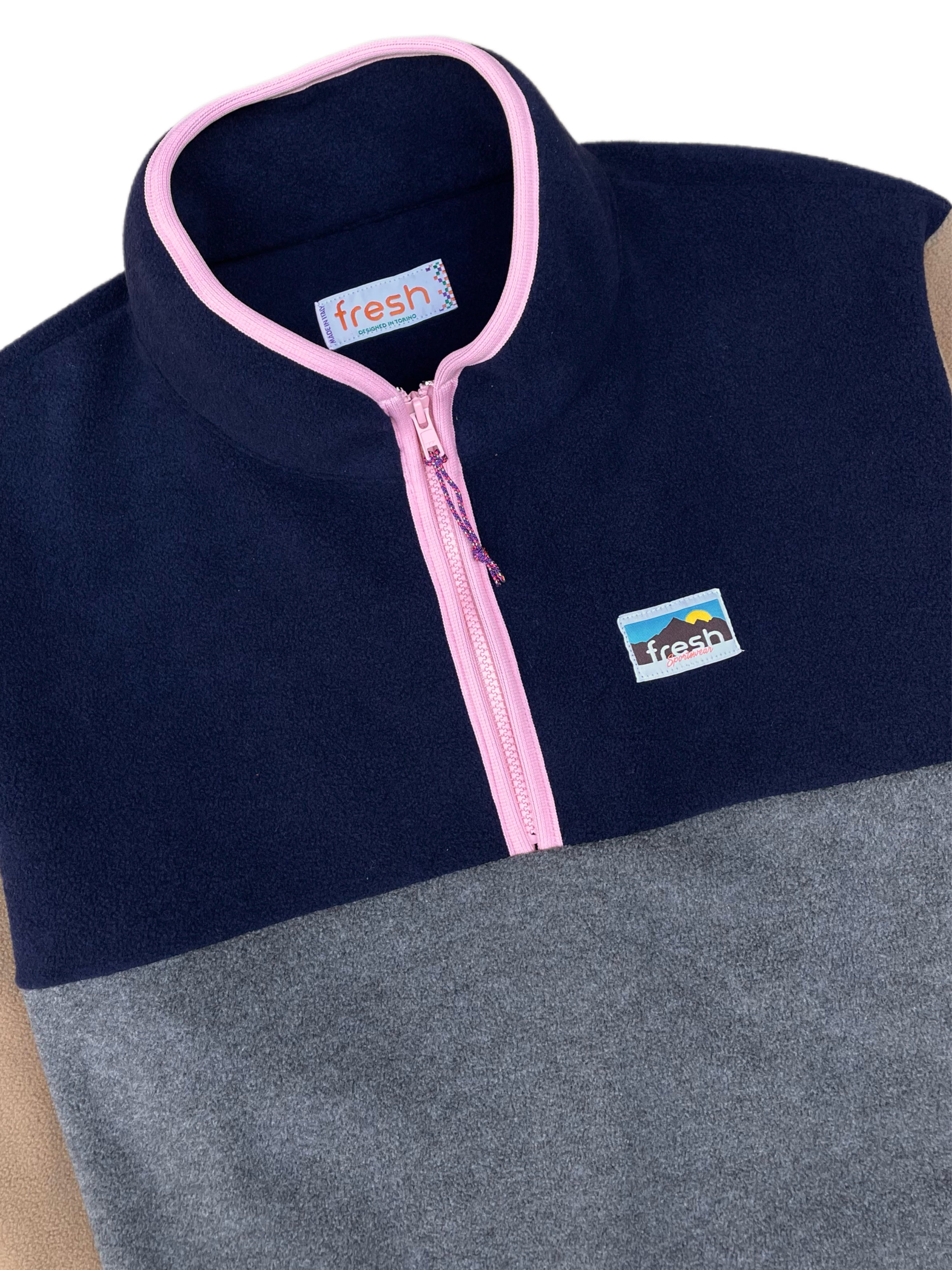 FRESH Mimmo Pull Polaire Demi-Zip Marine 