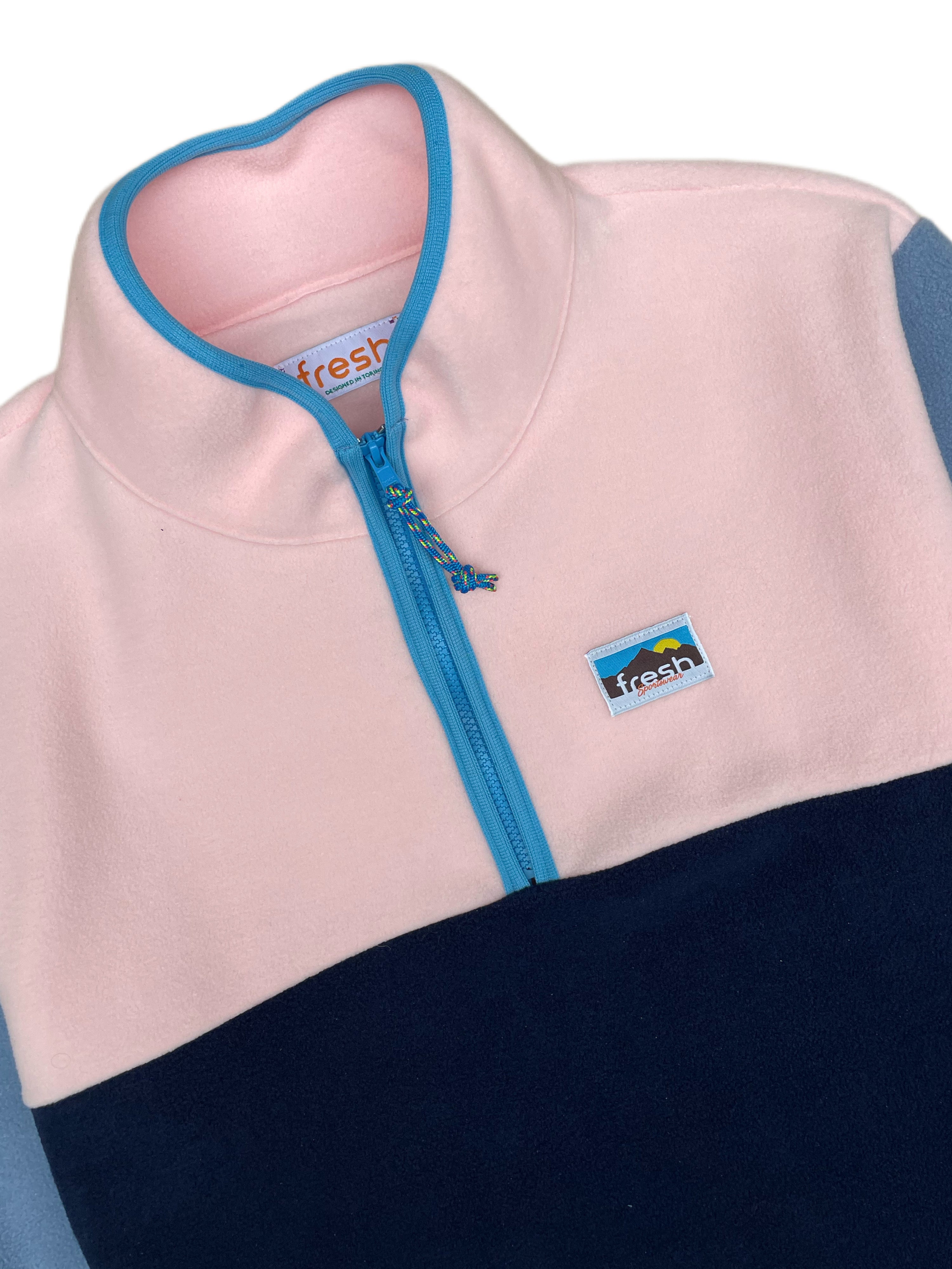 FRESH Lucio Pull Polaire Demi-Zip Rose 