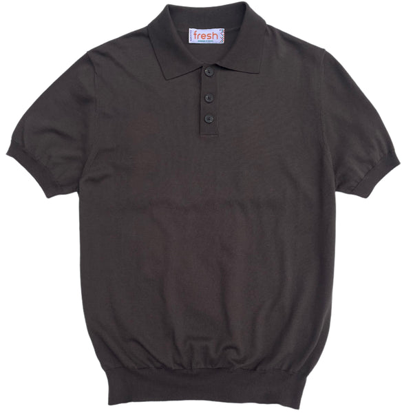 Polo FRESH Weller in maglia di cotone extra fine marrone