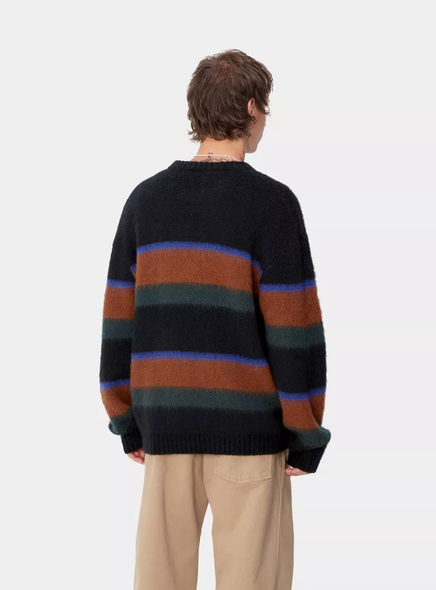 CARHARTT WIP Merton Sweater Sundling Stripe Deep H Brown