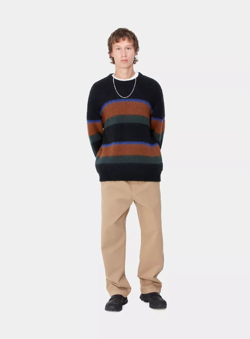 CARHARTT WIP Merton Sweater Sundling Stripe Deep H Brown