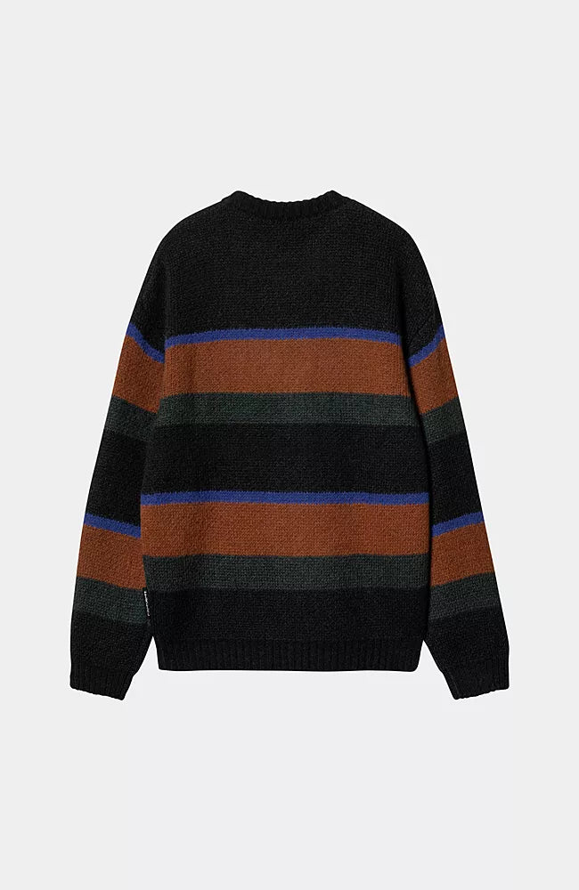 CARHARTT WIP Merton Sweater Sundling Stripe Deep H Brown