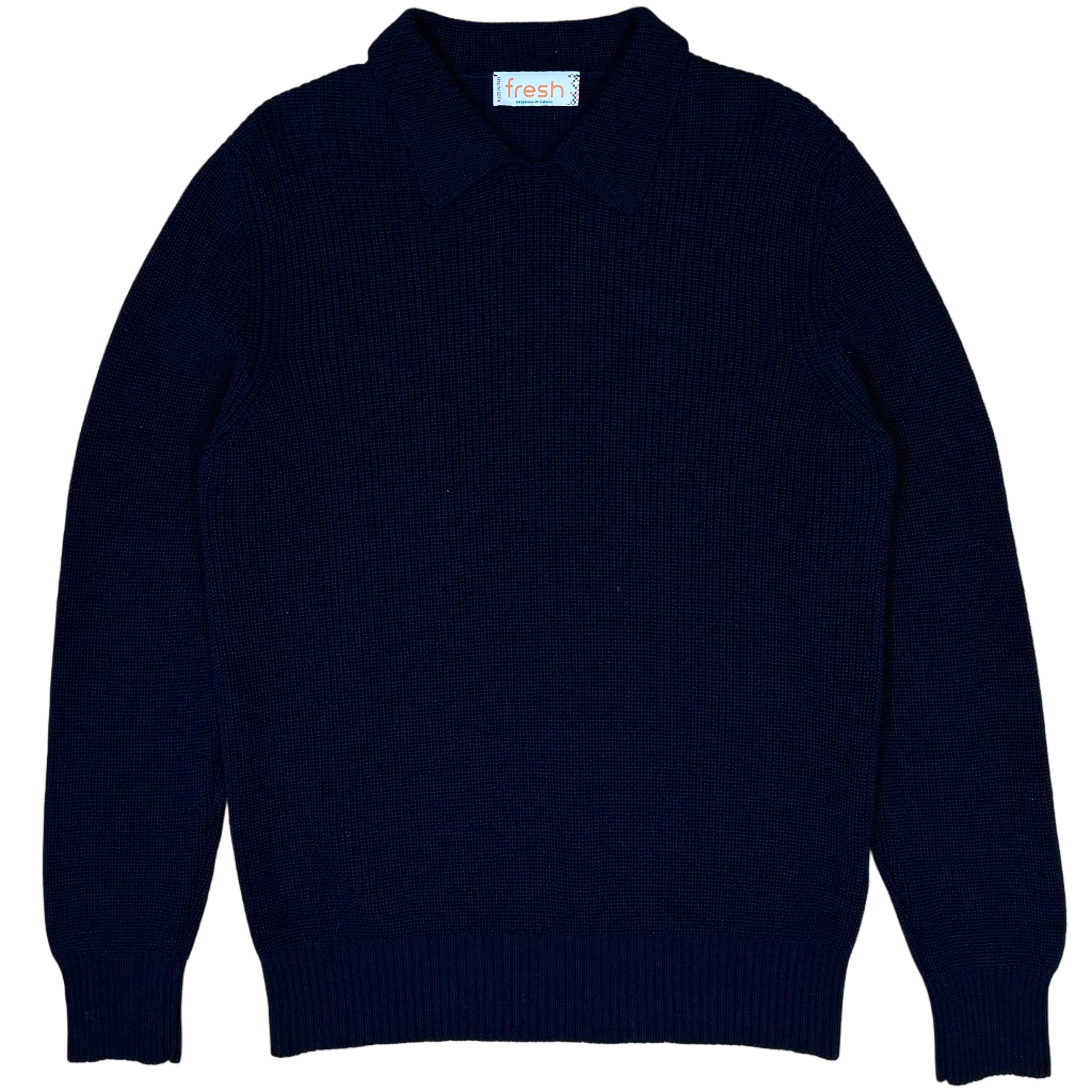 FRESH Sound Merino Polo Sweater In Navy