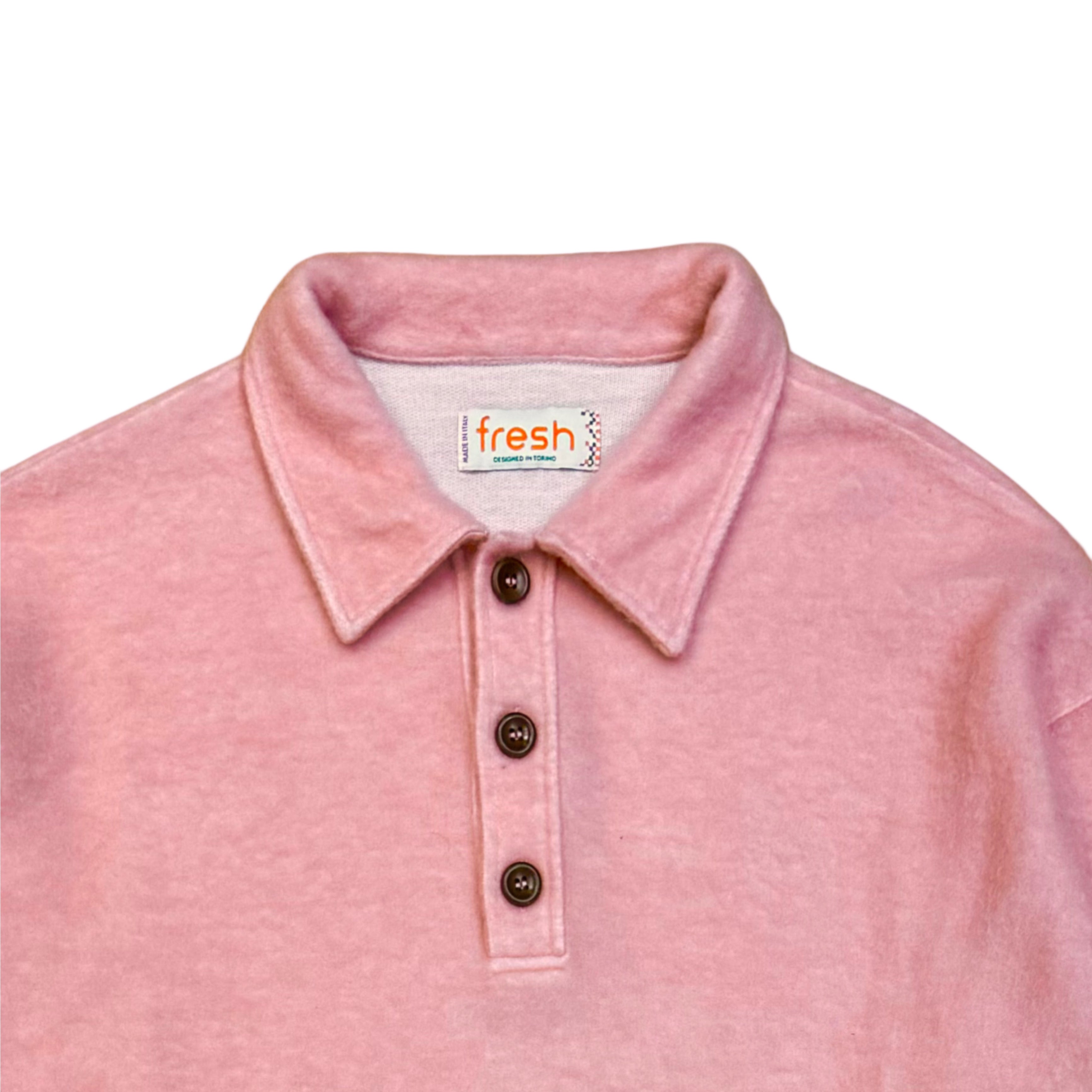 FRESH Bamboo Polo Sweater In Flamingo Pink