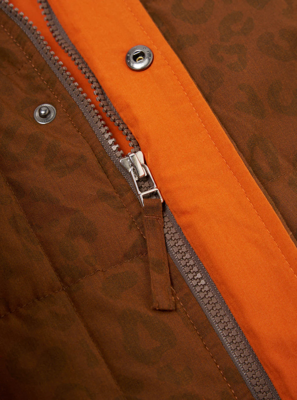 UNIVERSAL WORKS Carlton Gilet in Orange Leopard Recycled Polytech