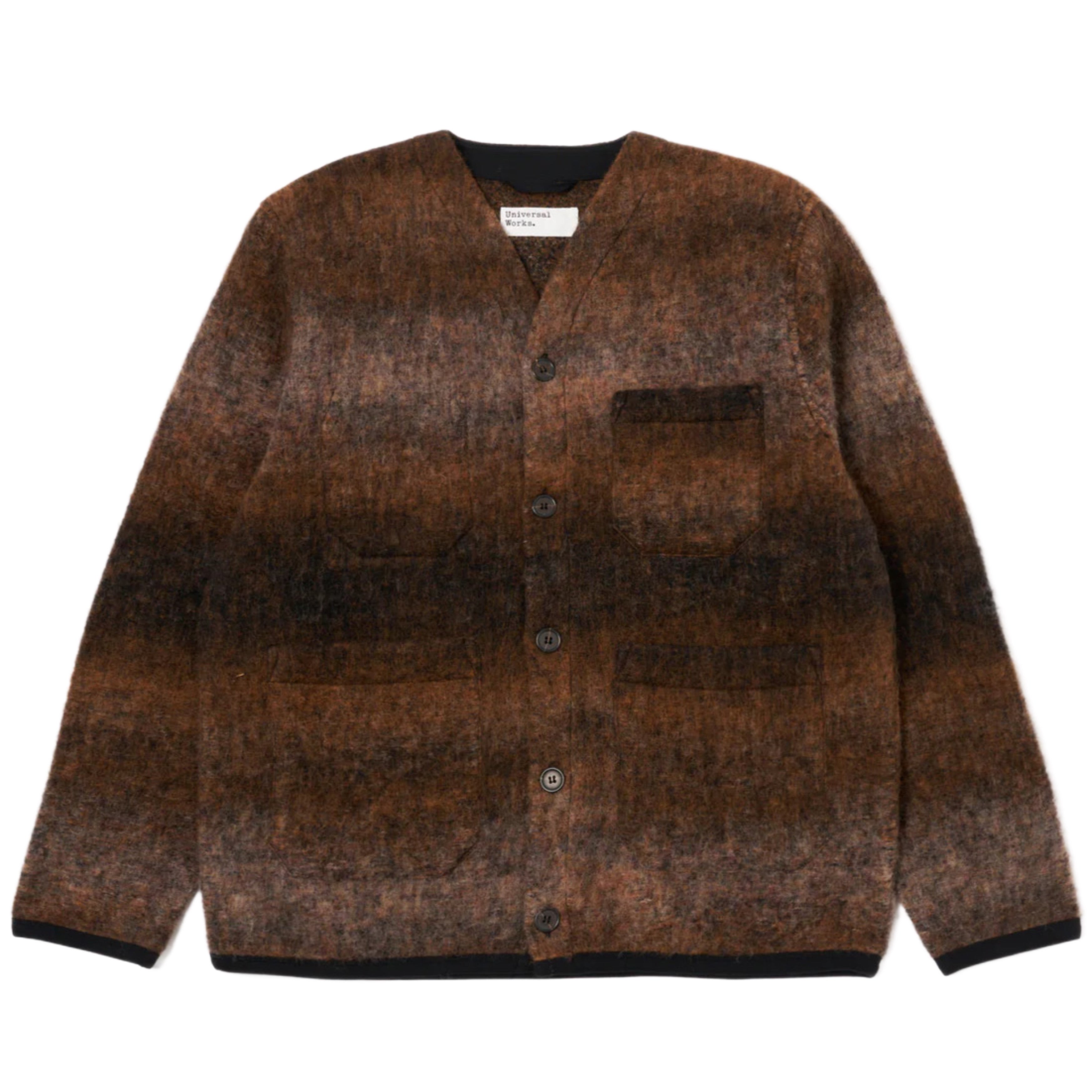 UNIVERSAL WORKS Cardigan in Brown Ombre Fleece