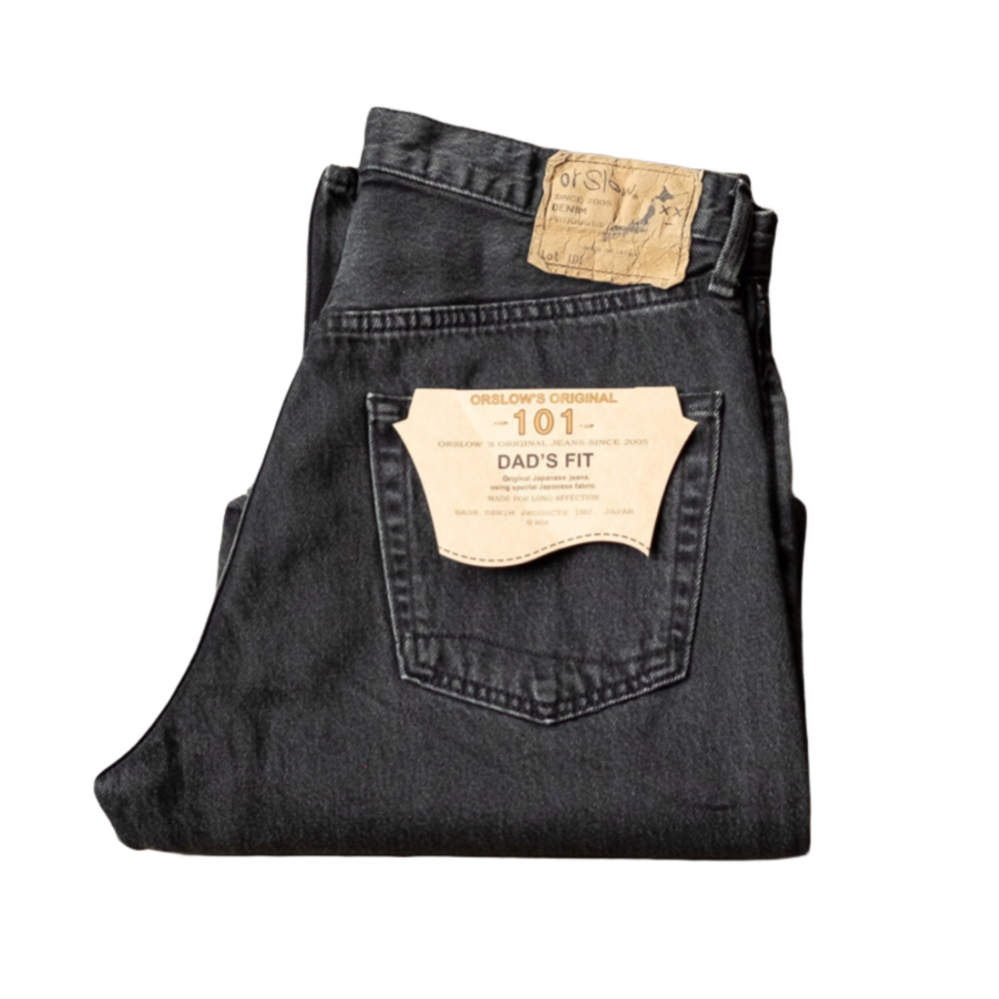 ORSLOW 101 Dad's Fit Denim Jeans Black Denim Stone Wash