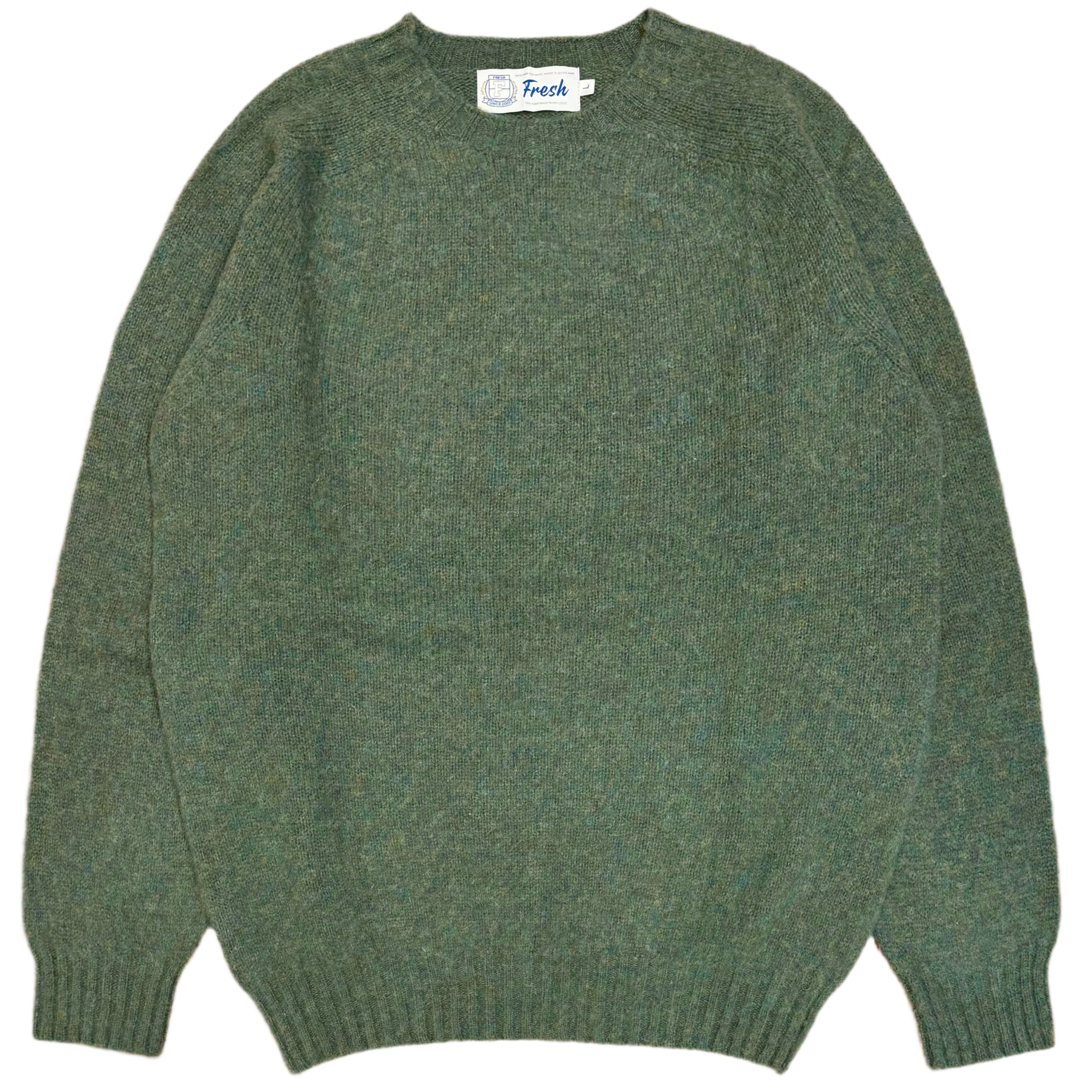 FRESH Sean Scottish Shaggy Wool Jumper In Jade