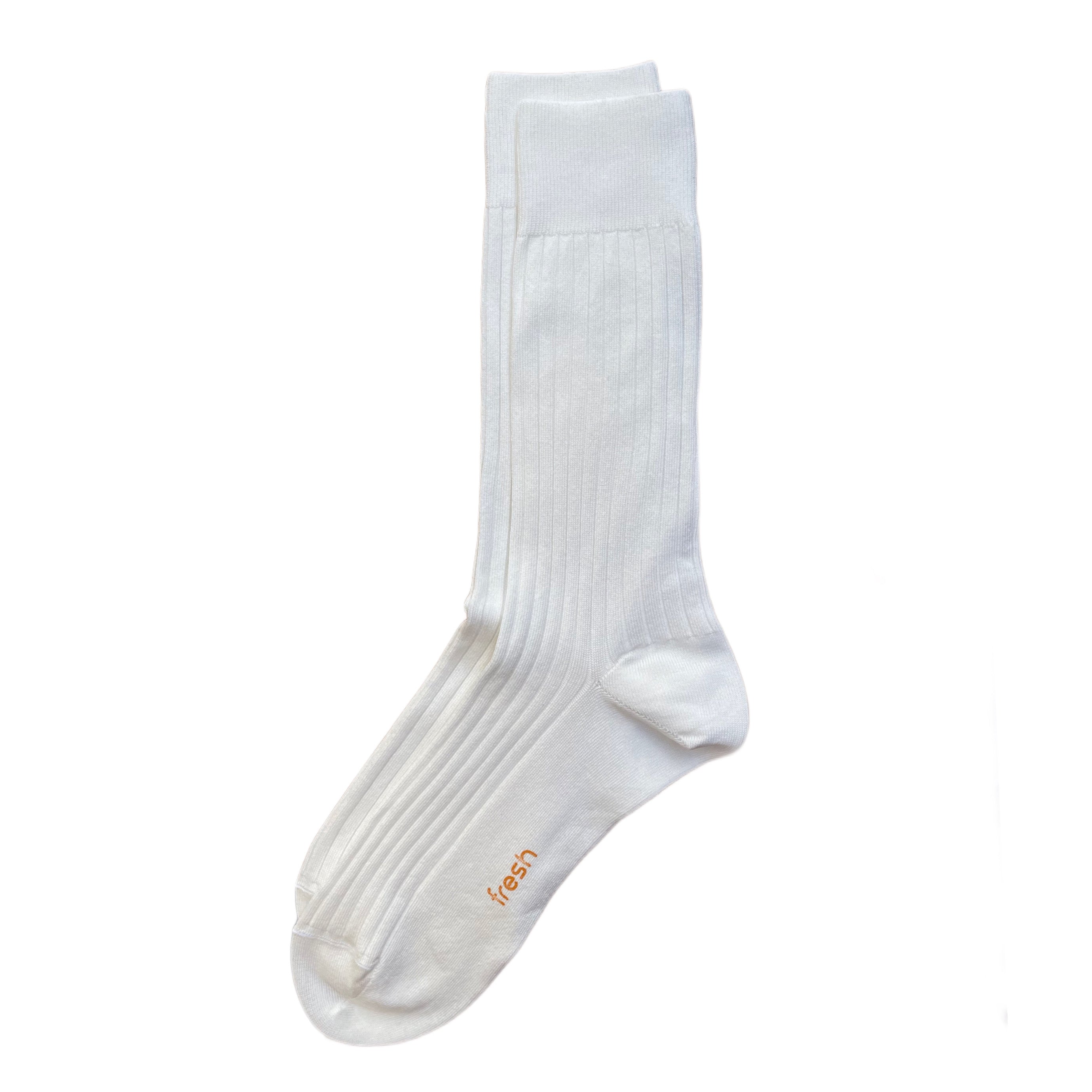 Chaussettes mi-mollet en coton FRESH en blanc