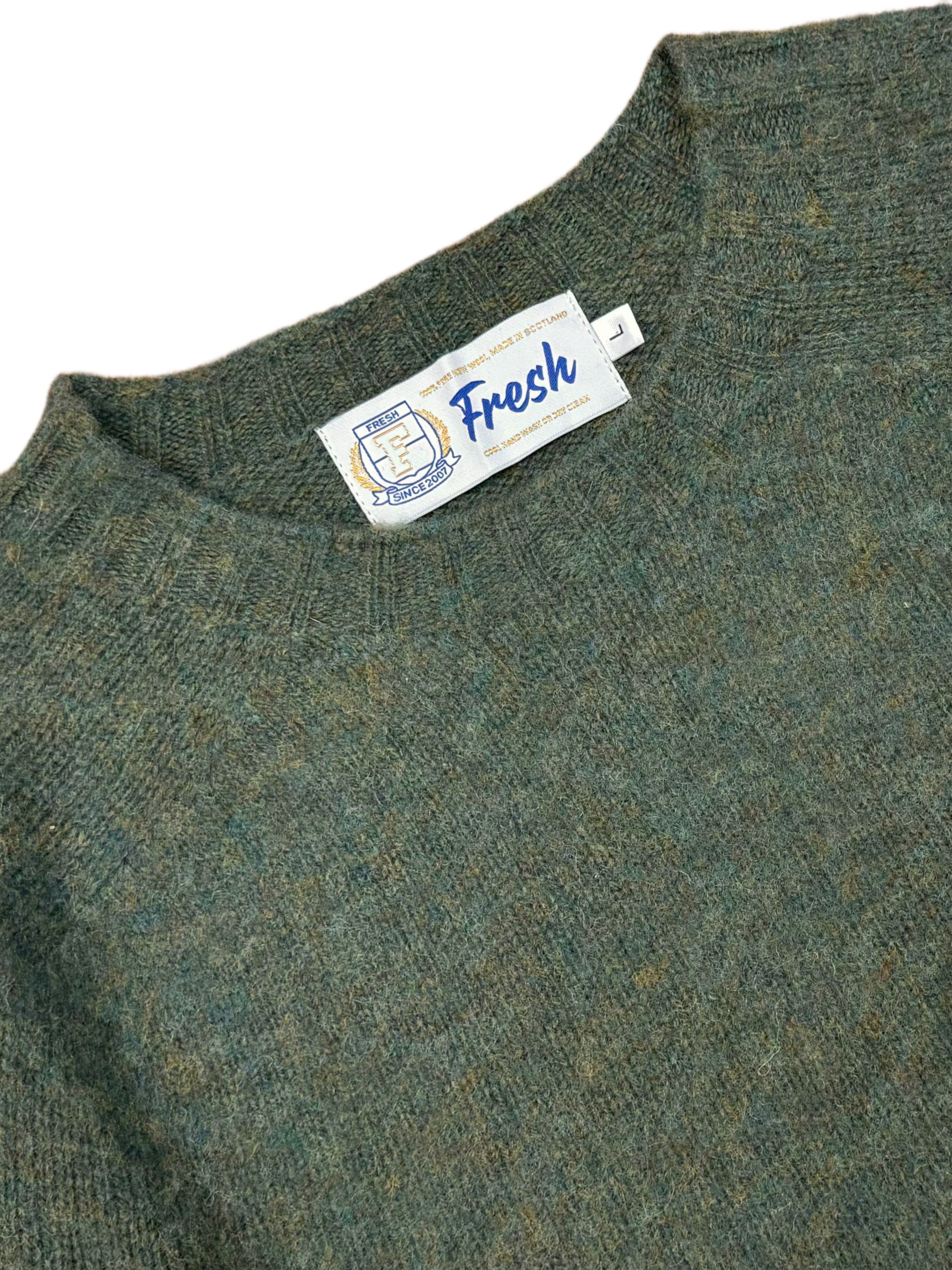 FRESH Sean Scottish Shaggy Wool Jumper In Jade