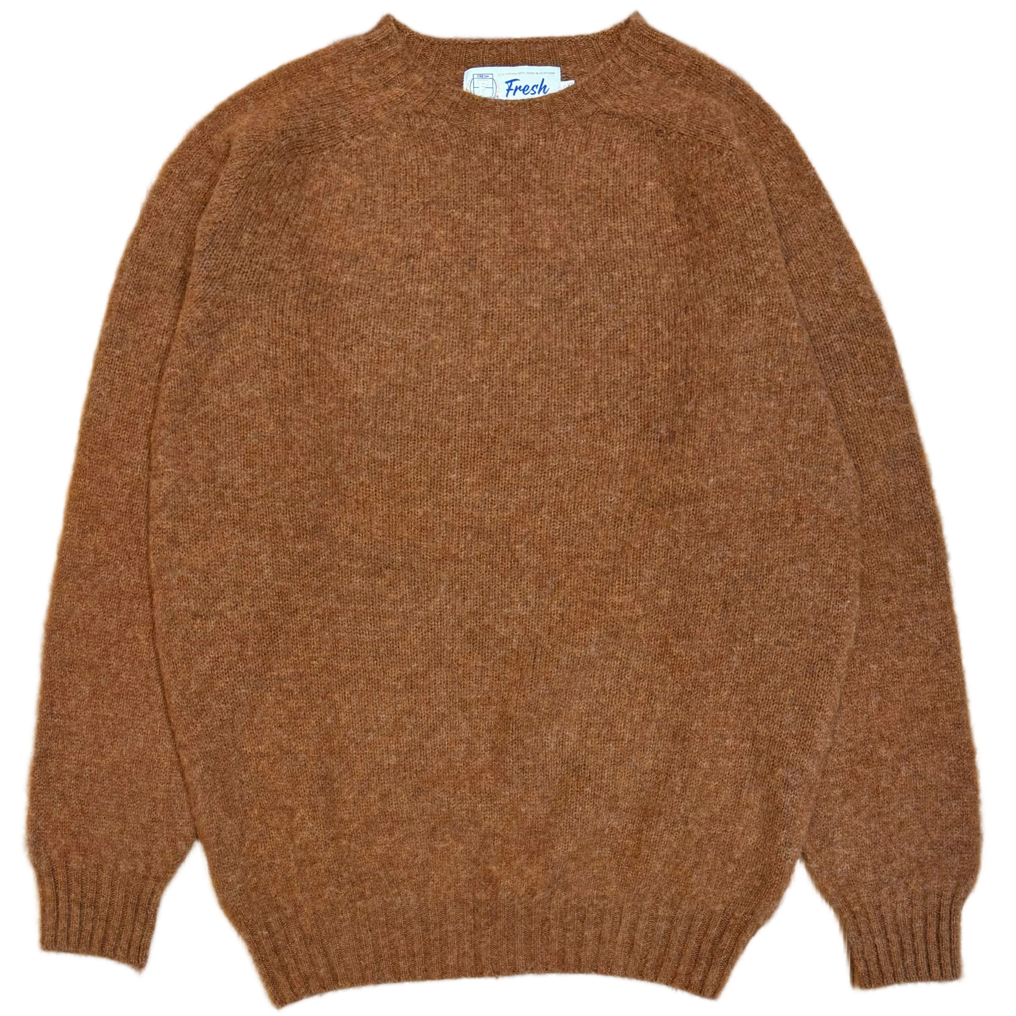 FRESH Sean Scottish Shaggy Wool Jumper In Sienna