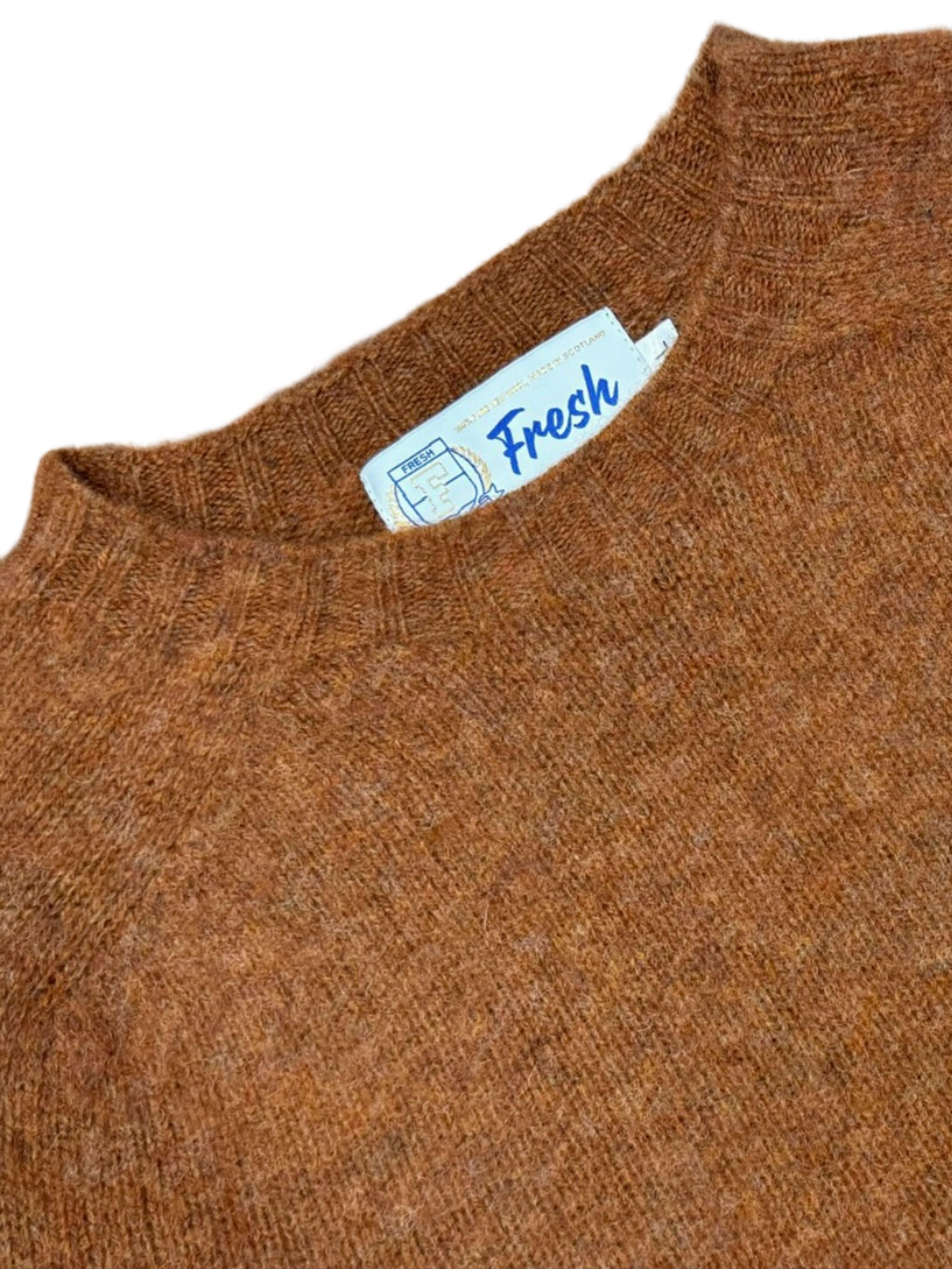 FRESH Sean Scottish Shaggy Wool Jumper In Sienna