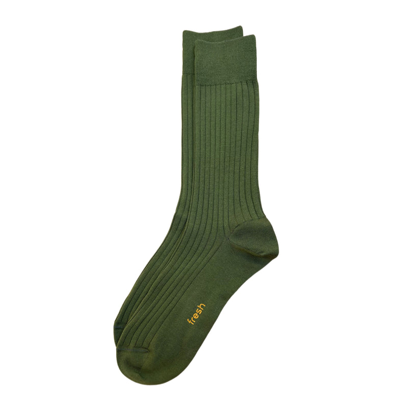 Chaussettes mi-mollet en coton FRESH en vert militaire