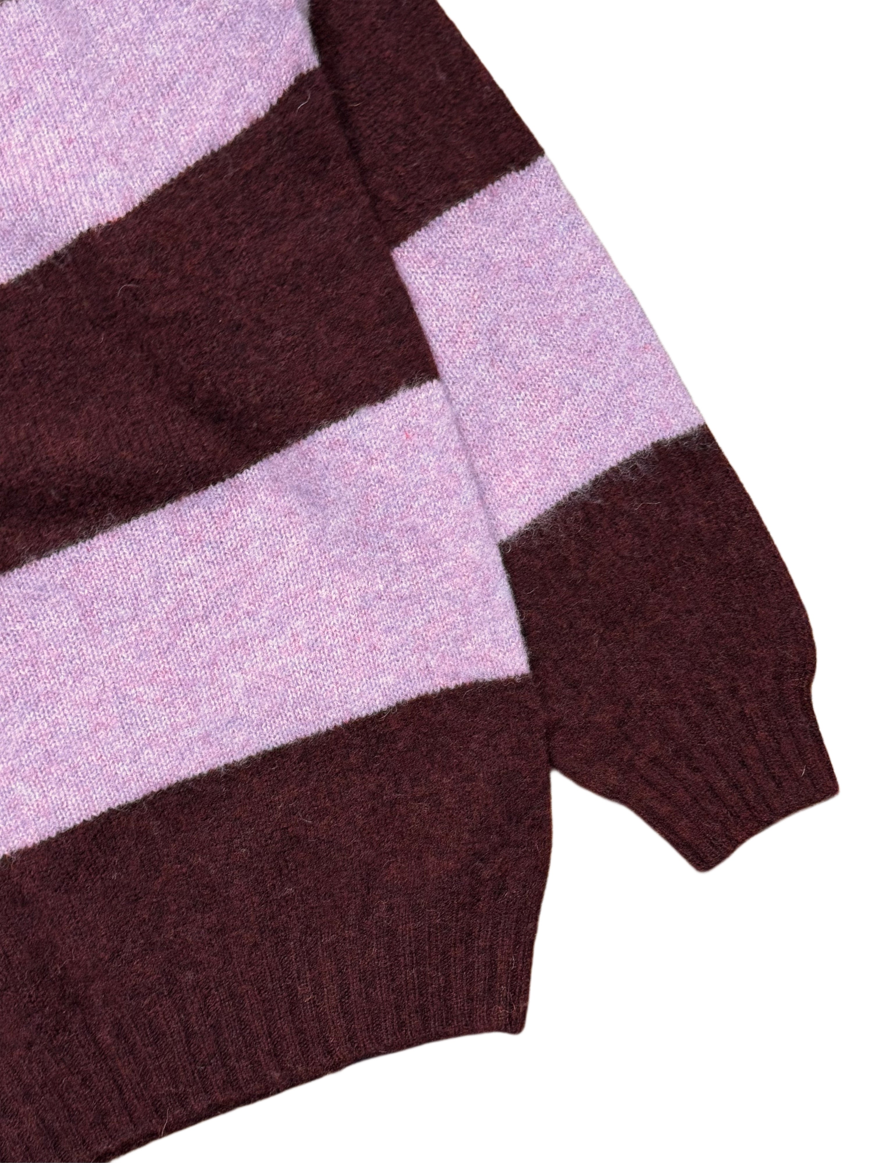 FRESH Sean Scottish Shaggy Wool Jumper In Colour Block Wizard Heather Rose