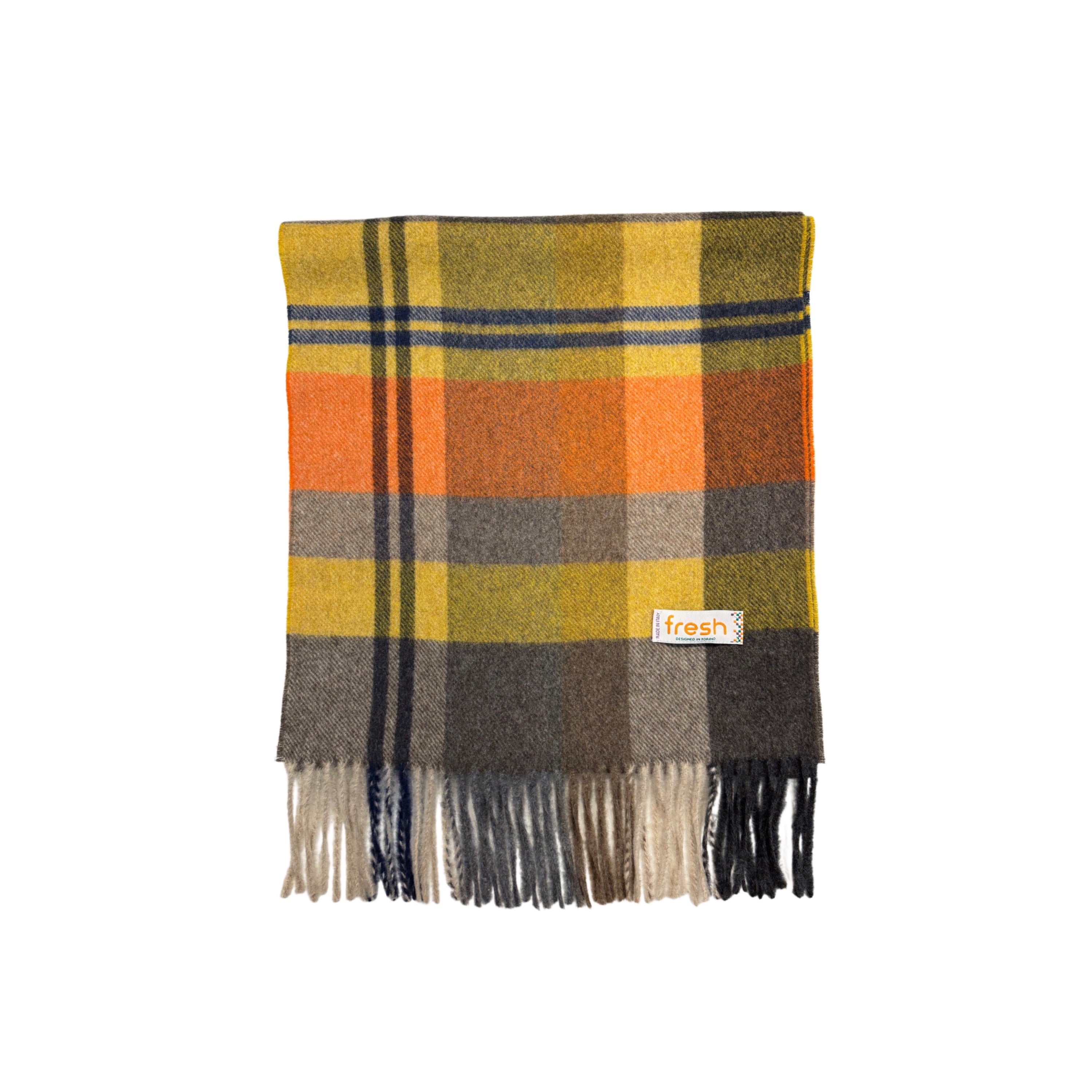 FRESH Orange Tartan Wool Scarf