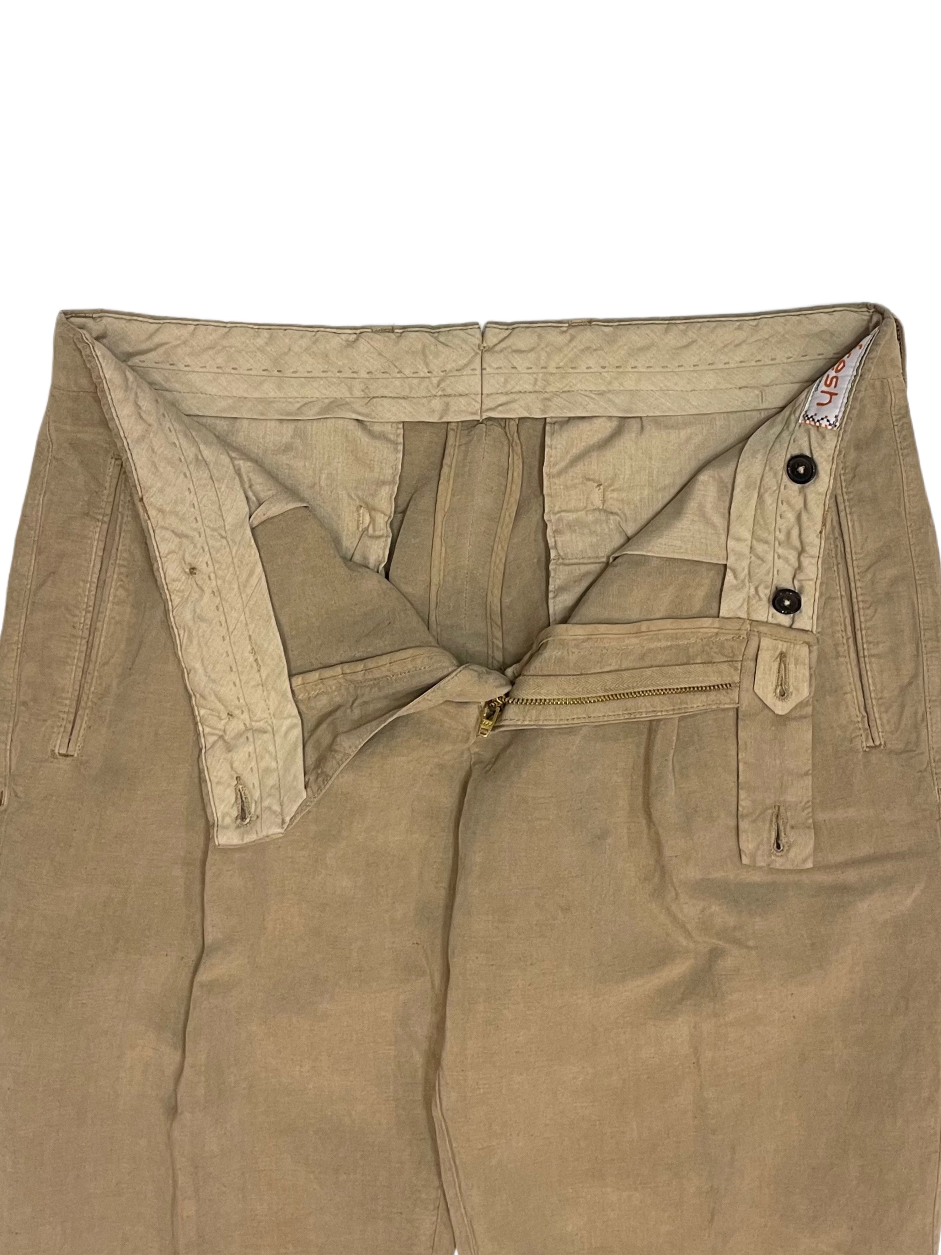 FRESH Positano Lyocell Linen Pleated Chino Pants In Walnut