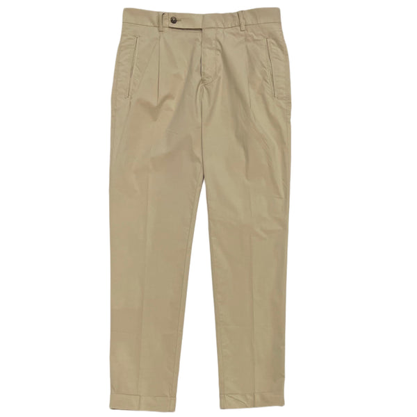 Pantaloni chino plissettati FRESH Nervi in ​​cotone lyocell beige