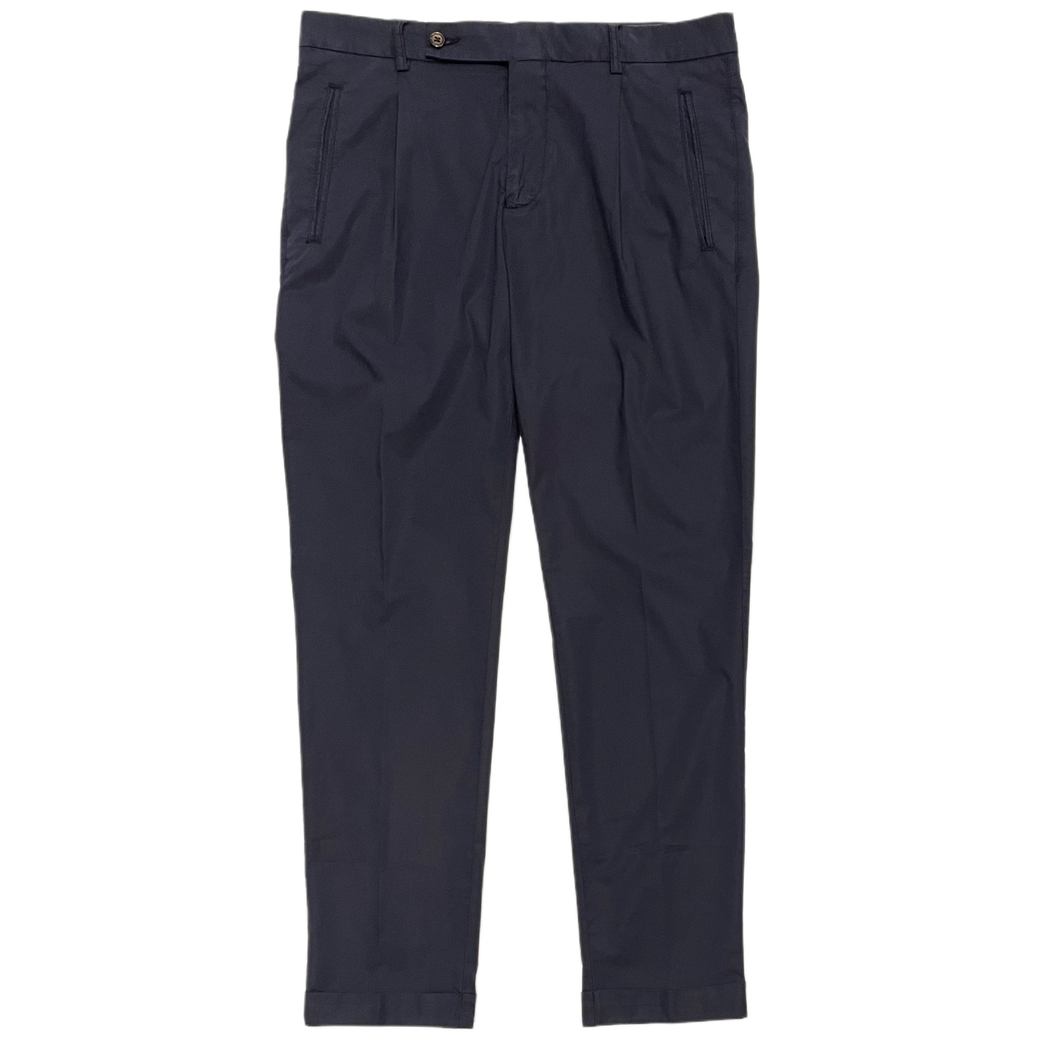 FRESH Pantalon Chino Plissé En Coton Lyocell Nervi En Bleu Marine