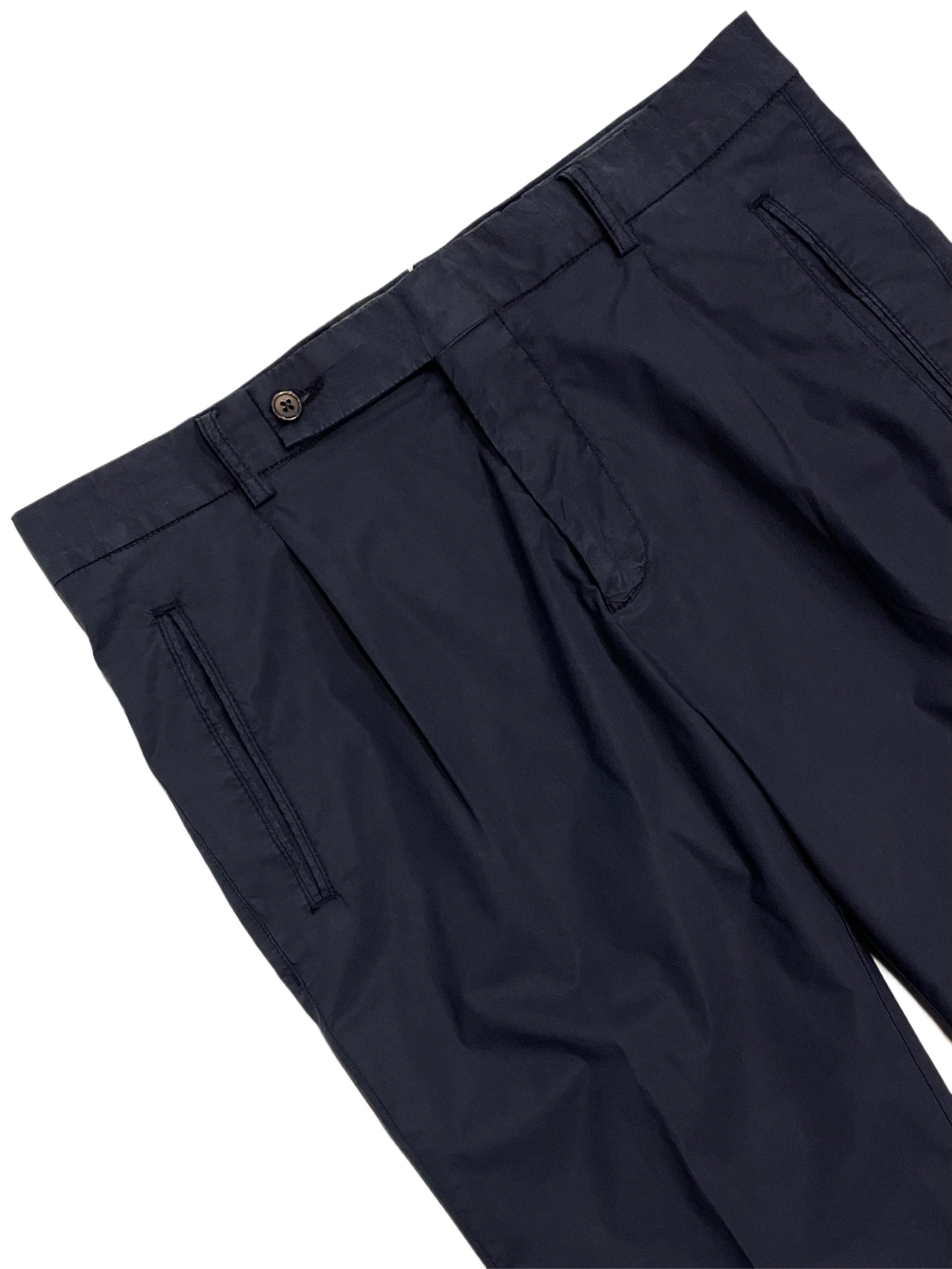 FRESH Pantalon Chino Plissé En Coton Lyocell Nervi En Bleu Marine