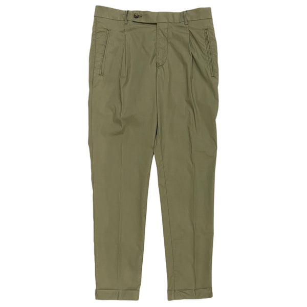 Pantaloni chino plissettati FRESH Nervi in ​​cotone lyocell in verde militare