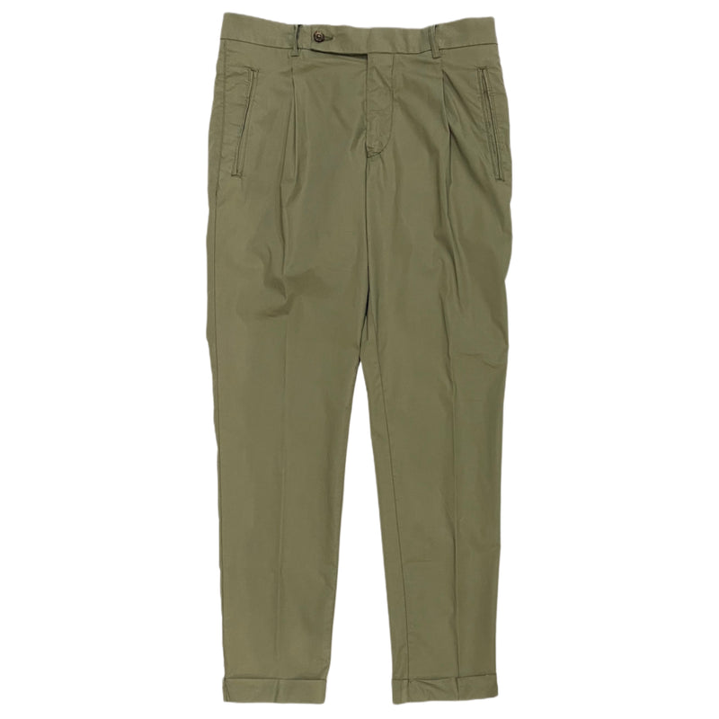 FRESH Pantalon Chino Plissé En Coton Lyocell Nervi Vert Militaire