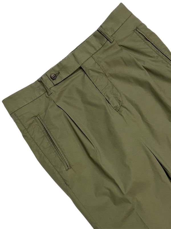 Pantaloni chino plissettati FRESH Nervi in ​​cotone lyocell in verde militare