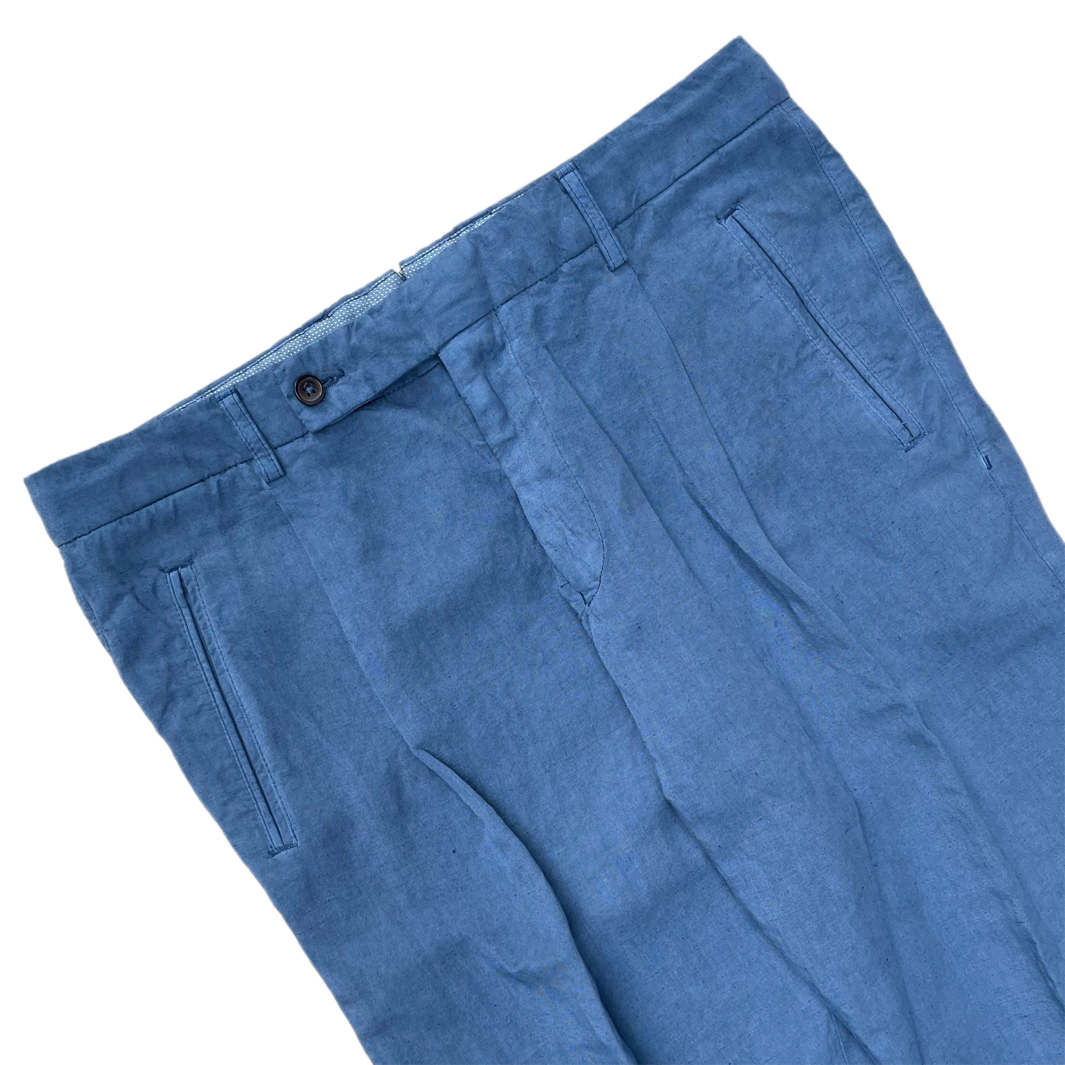 Pantaloni chino a una piega in lino FRESH Lyocell in blu