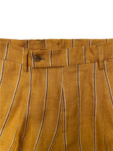 Shorts in lino FRESH a una piega a righe in oro 