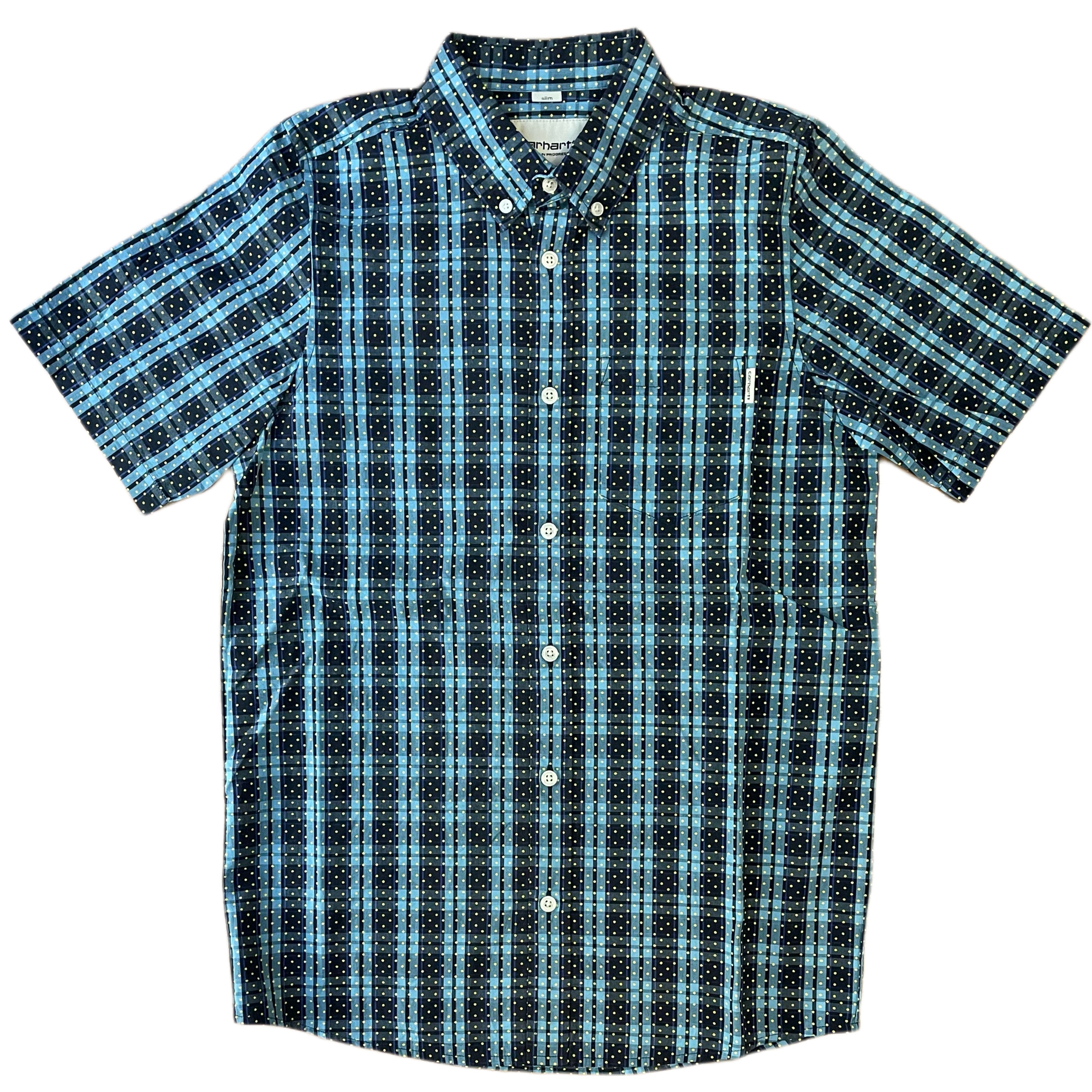 CARHARTT WIP S/S Gilmore Dots Chemise Duke Bleu Jaune Check 