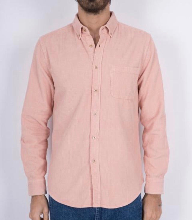 FLANELLE PORTUGAISE Lobo Chemise Velours Côtelé Vieux Rose