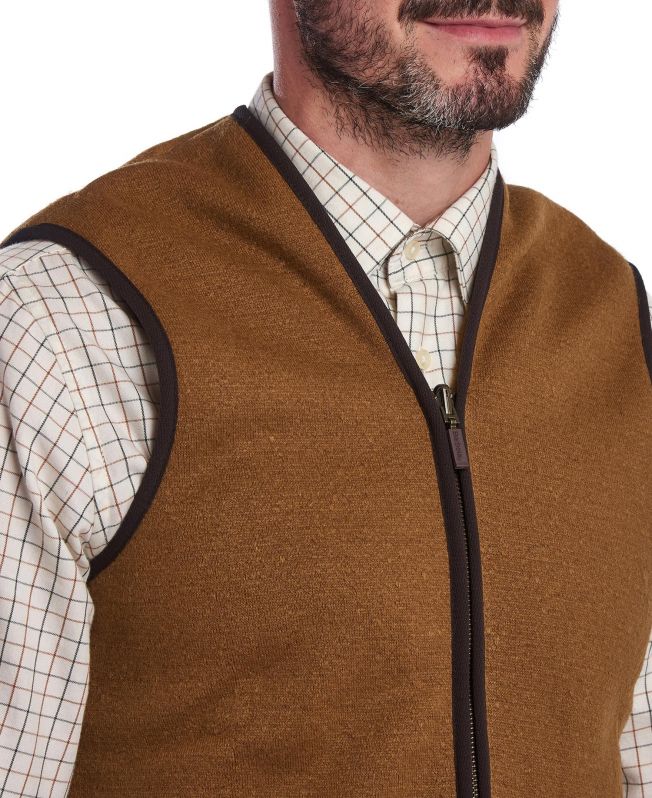 BARBOUR Gilet in pile caldo con fodera con cerniera Marrone