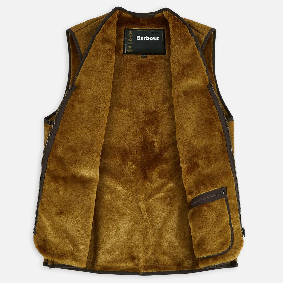 BARBOUR Gilet in pile caldo con fodera con cerniera Marrone