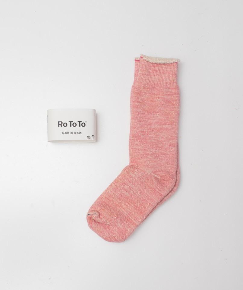 ROTOTO Chaussettes Double Face Rose