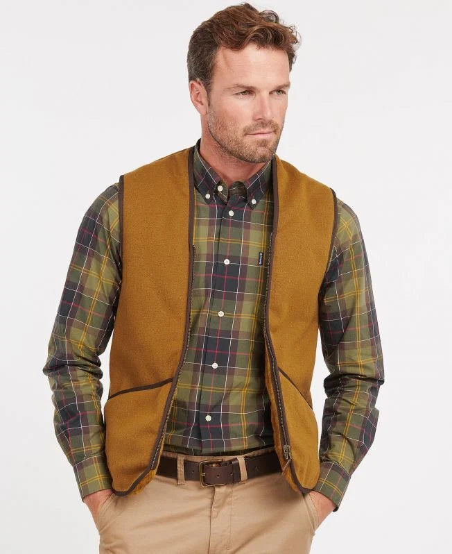 BARBOUR Gilet in pile caldo con fodera con cerniera Marrone