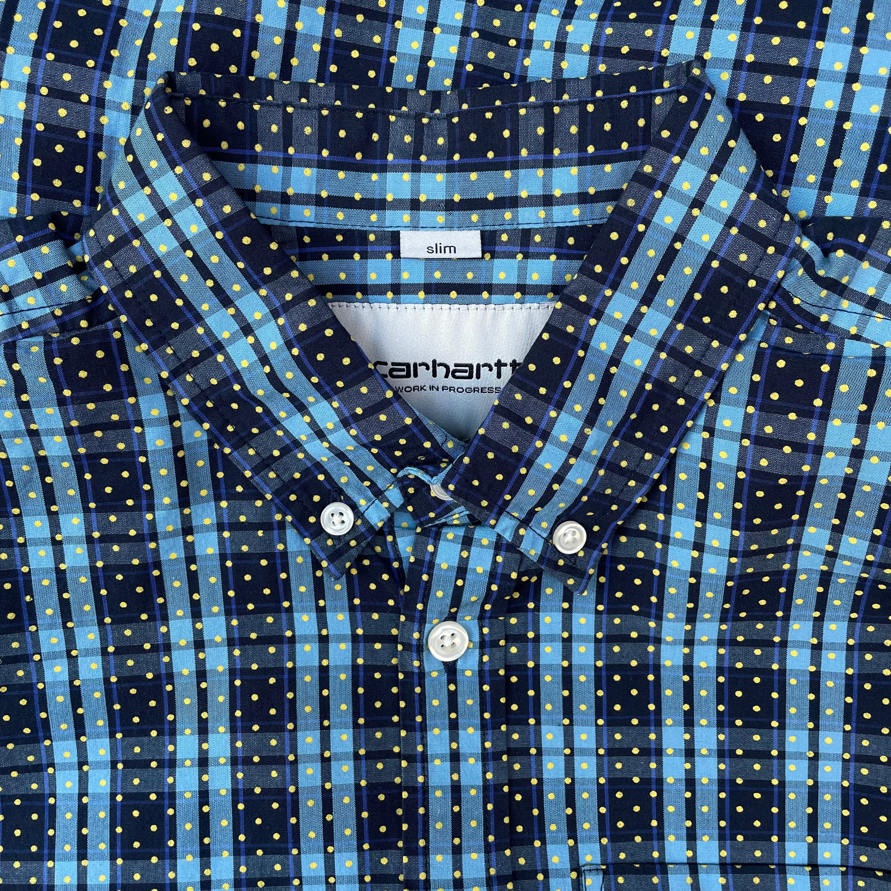 CARHARTT WIP S/S Gilmore Dots Chemise Duke Bleu Jaune Check 