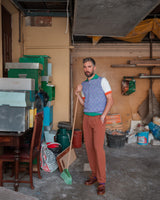 FRESH Lyocell Linen One-Pleat Chino Pants In Brick Red