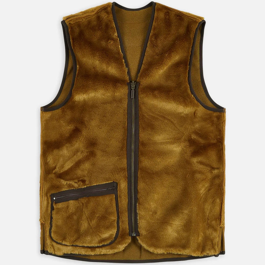 BARBOUR Warm Pile Waistcoat Zip-In Liner Brown