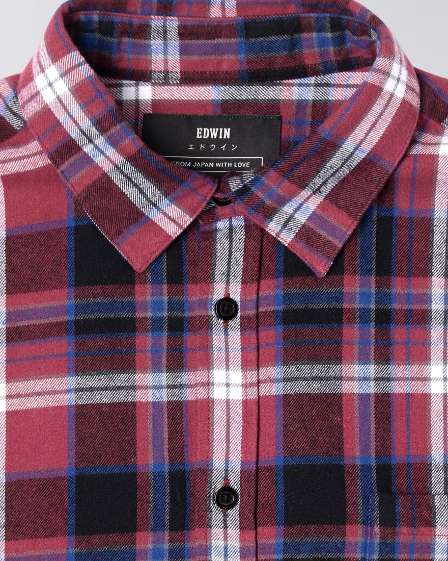 EDWIN Don Shirt LS Ruby Wine Vêtement lavé