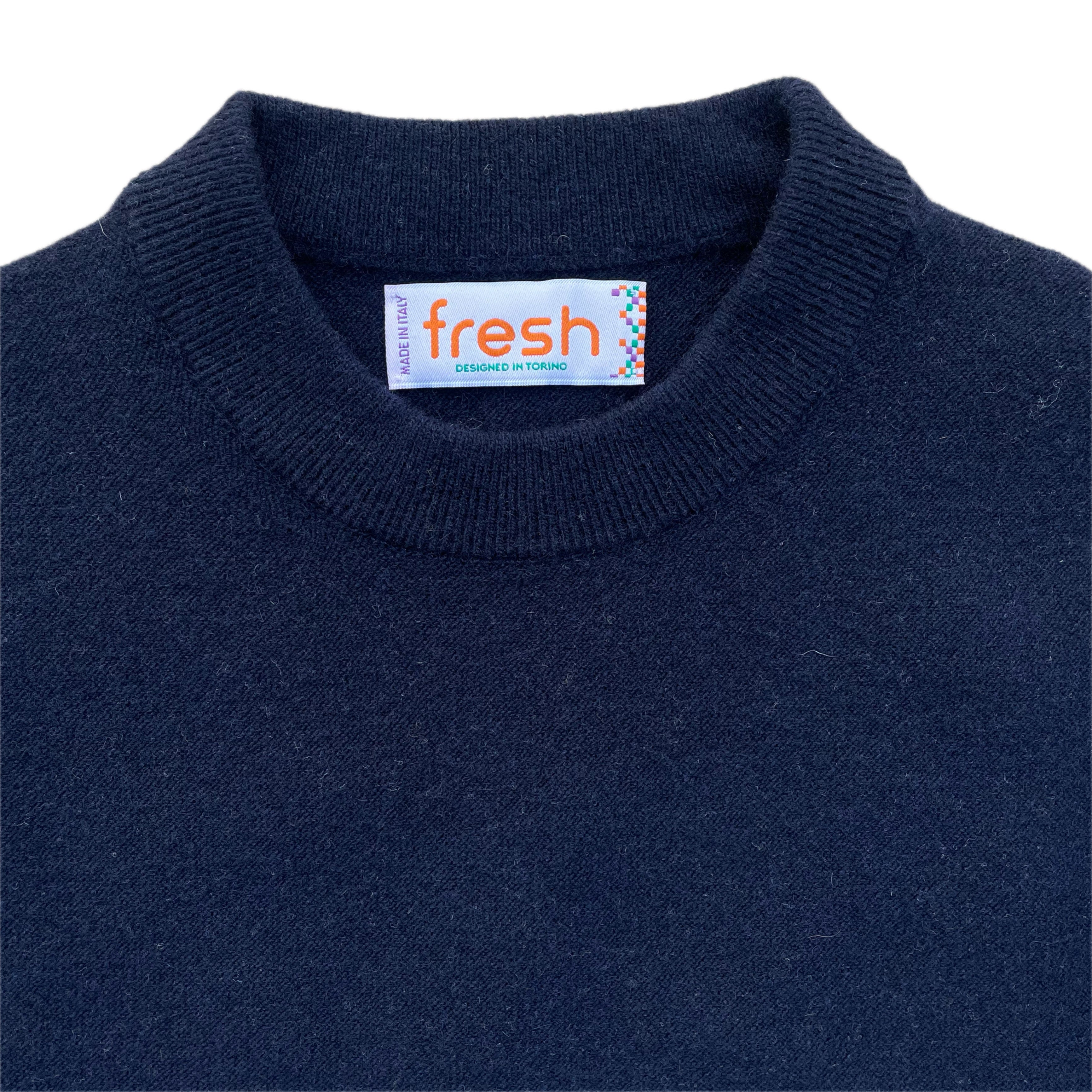 FRESH Pull Col Rond en Laine Marine