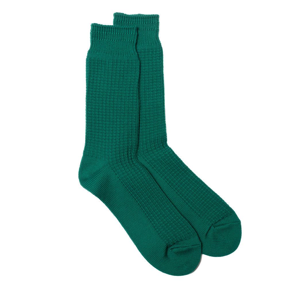 ROTOTO Cotton Waffle Crew Socks Sea Green