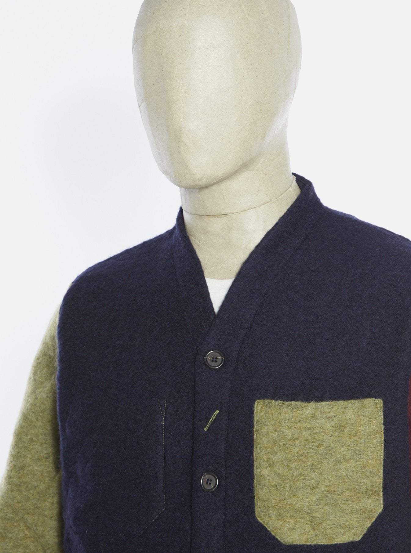 UNIVERSAL WORKS x Cardigan Fresco in Pile di Lana Navy 